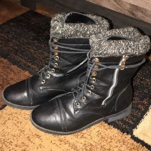 Black combat boots